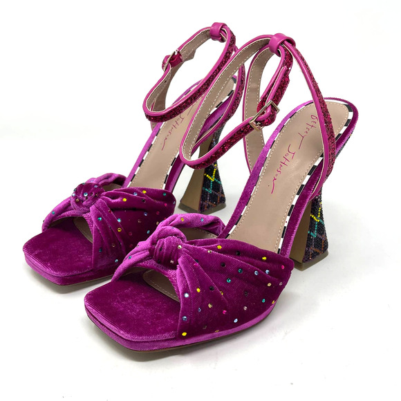 Betsey Johnson Alianna Mules Magenta Open Toe Heels Size 6 NIB - Picture 2 of 11